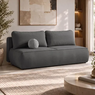 Produktbild von Beautysofa Schlafsofa DARLING 2-Sitzer 210 cm Dunkelgrau, DL-System, Bettkasten, Bonellfederung, Liegefläche 145x200 cm