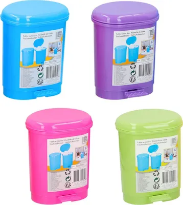 Produktbild von Tischabfalleimer 14cm Treteimer Kunststoff Kosmetikeimer Papierkorb Mülleimer, Farbe:pink