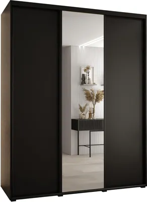 Produktbild von MEBLE KRYSPOL Davos 3 Schrank, drei Türen - 235,2x190x60 cm - Schwarz Schwarz Schwarz