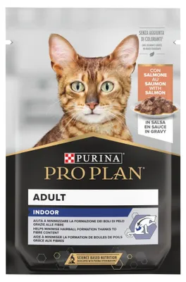 Produktbild von Purina Pro Plan Adult Indoor 85g Nassfutter für Katzen mit Lachs in Sauce