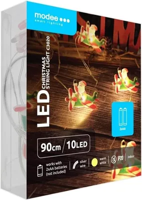 Produktbild von Weihnachtslichterkette mit Weihnachtsmännern - 1,2 Meter - 10 LEDs - Batteriebetrieben