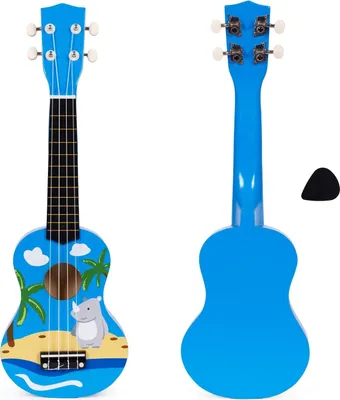 Produktbild von Ukulele für Kinder, Holz mit 4 Nylonsaiten und Plektrum