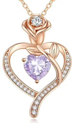 Produktbild von Halskette Damen Rosegold Herz Sterling Silber 925 Geburtsstein Anhänger Schmuck Geschenk