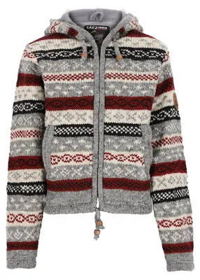 Produktbild von Lizzard Sports Kinder Wolljacke gemustert mit Kapuze - Handgefertigte Kapuzenjacke aus Wolle Größe 116-122