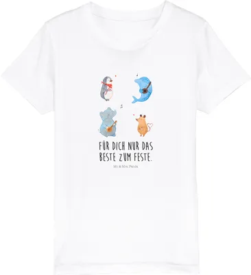 Produktbild von Mr. & Mrs. Panda Kleinkinder T-Shirt Big Band 3-4 Jahre (98/104) - Weiß - Geschenk, Öko Kinder, Maus, Kindershirt, Pinguin, Gitarre, Teenager, Lustige Sprüche, Delfin