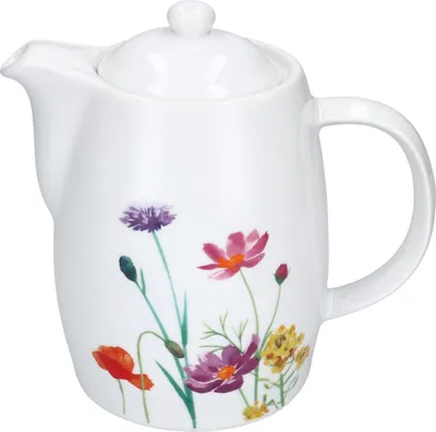 Produktbild von Kanne Marie 850ml mit Deckel Porzellan für Tee & Kaffee Blumen bunt
