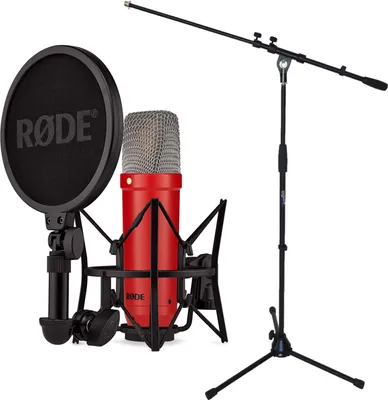 Zdjęcie produktu dla Mikrofon Rode NT1 Signature Red Czerwony ze statywem