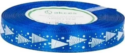 Produktbild von Weihnachtsband dunkelblau Tannenbaum 25 mm 22 m
