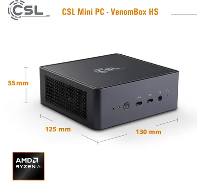 Image de Mini PC CSL VenomBox 8845HS AMD Ryzen 7 SSD Radeon - Système complet - 3,8 GHz
