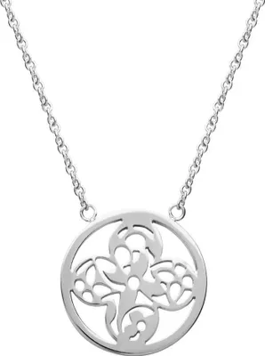 Produktbild von Unique Anhänger mit Blumenmuster aus Edelstahl inkl. Kette N5043