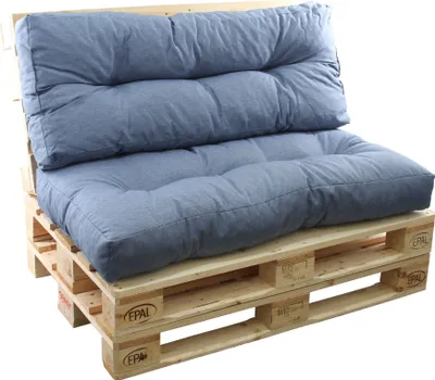 Image de Set complet coussin d'assise 60 cm et dossier 40 cm pour Euro-Palette Bleu