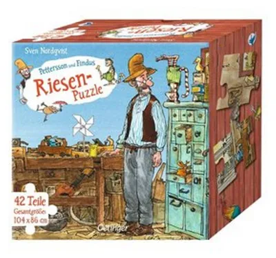 Produktbild von Pettersson und Findus. Riesen-Puzzle. Petterssons Tischlerschuppen. 42 Teile, Gesamtgröße 104 x 86 cm