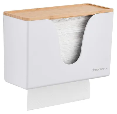 Productafbeelding van Omgoods - Wandmontage Handdoekdispenser met Houten Deksel