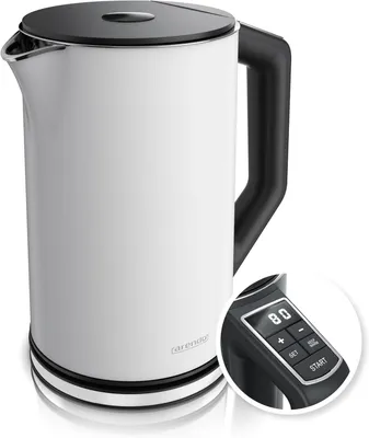 Produktbild von Edelstahl Wasserkocher mit Temperatureinstellung 40–100°C, 1,5L, 2200W, Doppelwand, Warmhaltefunktion,BPA-frei,Teekocher mit LED-Anzeige,Kupfer Design