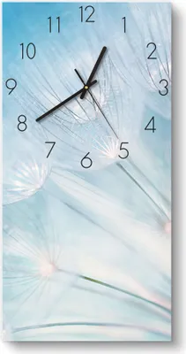 Produktbild von DEQORI Glasuhr 30x60 cm Zahlen 'Blühender Löwenzahn' Wanduhr Glas Uhr Design leise