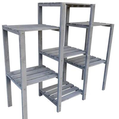 Image de Mucola Étagère à fleurs en bois Étagère à fleurs Étagère à fleurs Étagère à fleurs Banquette à fleurs Étagère à plantes - Gris