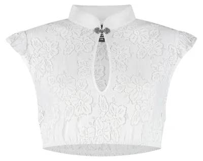 Productafbeelding van Witte blouse in dirndl-stijl met vleermuizenmouwen en een metalen sluiting, maat: 42
