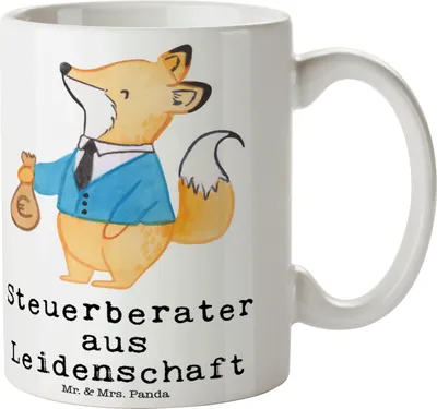 Produktbild von Mr. & Mrs. Panda Kaffeetasse Steuerberater Leidenschaft - Weiß - Geschenk, Tasse mit Spruch, Becher, Teetasse, Pott, Kaffeebecher