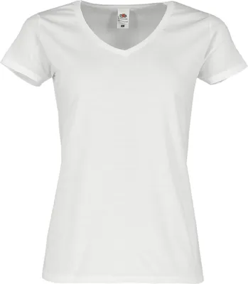 Produktbild von Fruit of the Loom Ladies Iconic 150 V-Neck T-Shirt Farbe: weiß Größe: XS