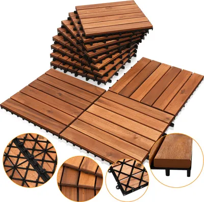Obrázok produktu pre VINGO drevená dlažba z agátového dreva 30x30cm, 6 lamiel 6m², dlažba na terasy a balkóny (66 kusov)