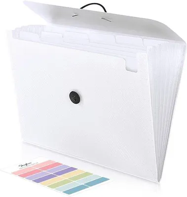 Image de Porte-documents blanc à 7 compartiments avec élastique