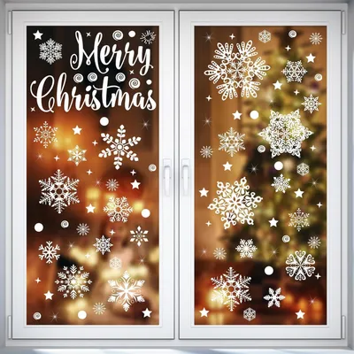 Immagine prodotto di Adesivi per finestre a tema natalizio, 275 pezzi, a forma di fiocchi di neve, in PVC, autoadesivi e riutilizzabili, confezione da 9 set