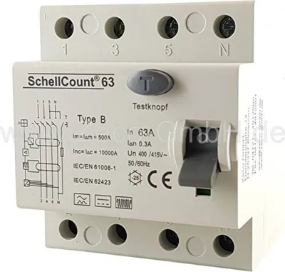 Produktbild von FI-Schutzschalter Typ B 63A 300mA 4-polig  Fehlerstromschutzschalter Allstromsensitiv Wallbox RCD