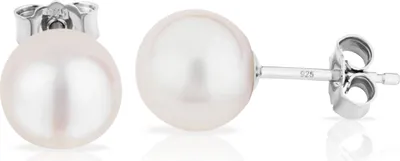 Produktbild von Paar 8,0mm Süßwasserperle Ohrstecker 925 Silber Perlen Damen Ohrringe rund
