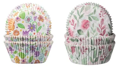 Produktbild von Demmler Backförmchen Set 2er Blumenwiese+Rose - Muffinförmchen Sets mit verschiedenen Motiven aus Papier