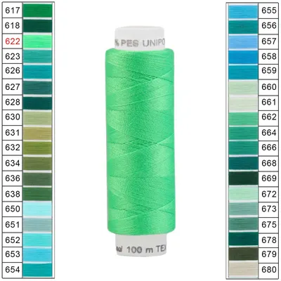 10 x 100m / 10 Spulen Unipoly 120 TEX14x2 Nähgarn hellgrün