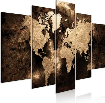 Produktbild von Leinwandbilder 200x100 cm k-A-0482-b-m Vlies Leinwandbild 5 tlg Kunstdruck modern Wandbilder XXL Wanddekoration Design Wand Bild WELTKARTE