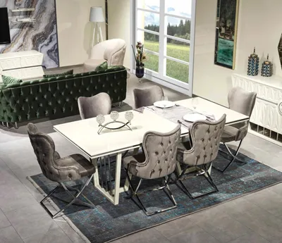 Zdjęcie produktu dla zestaw do jadalni 7 szt. stół do jadalni krzesła nowoczesne meble design stół