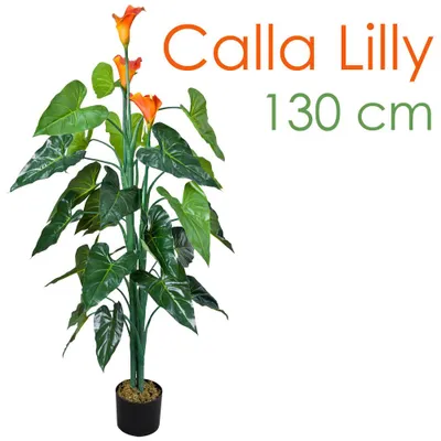 Obrázek produktu pro Dračí kořen Calla Lily Umělá rostlina Umělá rostlina 130 cm Umělá květina Vnitřní dekorace Umělá rostlina jako skutečná v květináči Decovego