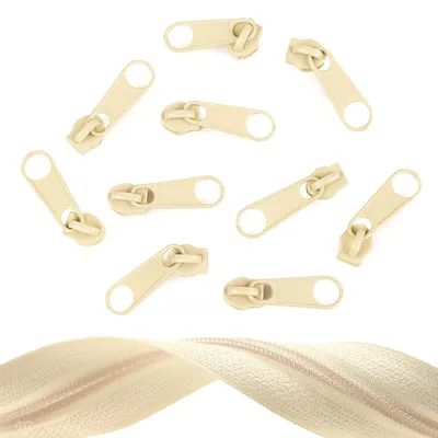 10 Reißverschluss Zipper für Endlosreißverschluss, 5mm, hellbeige