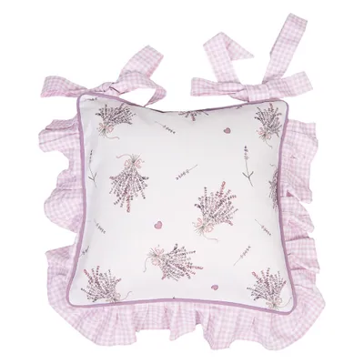 Produktbild von Clayre & Eef Kissenbezug für Stuhl 40x40 cm Violett Weiß Baumwolle Lavendel