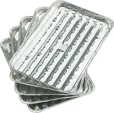 Image de Set de 5 poêles à griller en alu Plateau de gril Grille de gril Panier à légumes