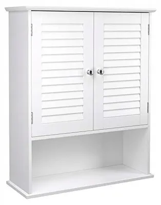Image de Meuble haut de salle de bain blanc BBC27WT avec portes persiennes