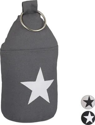 Produktbild von Relaxdays Türstopper mit Griff Stern – Baumwolle, Sand, Metall – H 23/31 cm (inkl. Griff), Ø 11 cm, 1,3 kg. Freistehend, schonend, für hohe Türen. Verschiedene Farben.