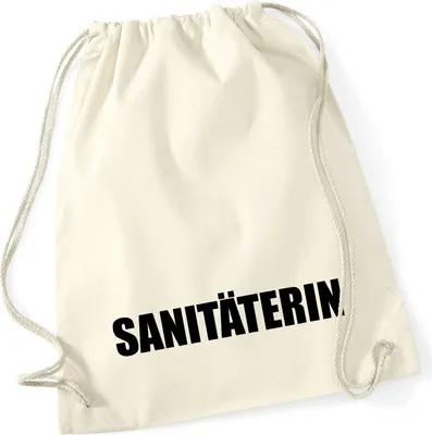 Produktbild von Huuraa Turnbeutel Sanitäterin Schriftzug 12 Liter Natural Baumwolle Rucksack Geschenkidee