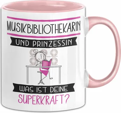 Produktbild von Musikbibliothekarin Und Prinzessin Tasse Geschenk Für Eine Musikbibliothekarin Geburtstag Was Ist Deine Superkraft (Rosa)