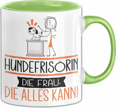 Produktbild von Hundefrisörin Geschenk Tasse Becher Die Frau Die Allen Kann Geschenkidee für eine Hundefrisörin Lustig (Grün)
