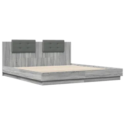 Produktbild von Bettgestell mit Kopfteil Grau Sonoma 200x200cm Holzwerkstoff
