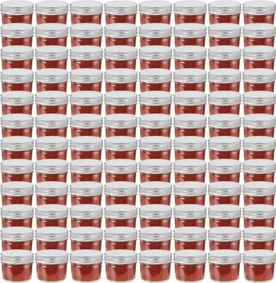 Produktbild von Möbel Marmeladengläser mit Silbernen Deckeln 96 Stk. 110 ml - Marmeladengläser 50794