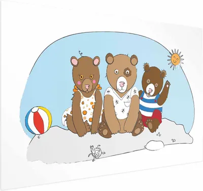Produktbild von Posterpapier Poster - Bears on the Beach 60x40 cm Für Kinder e-A-0108-ao-a