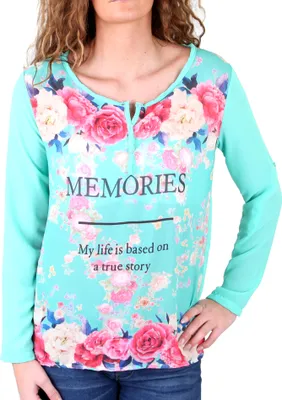 Produktbild von Madonna Langarmshirt Damen "PALMIRA" Flower Memories Print Chiffon MF-741118 Mint M