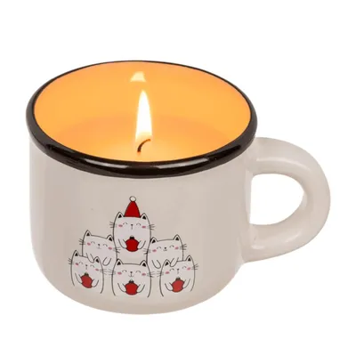 Obrázek produktu pro Out of the Blue Christmas Candle in Mug - Tree of Cats