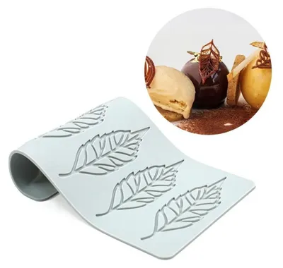 Produktbild von Silikonform mit Hohlblättern und Herz, für Schokolade, Süßigkeiten, Kuchendekoration, 22,6 x 12,9 x 0,3 cm