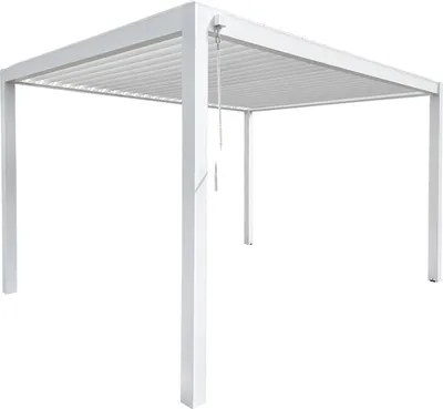 Immagine prodotto di Milani Home - pergola bioclimatica a doppia lamella Oakshaft, 3 x 3 m, in alluminio, lamelle orientabili, bianco