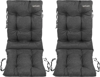 Produktbild von SuperKissen24. Stuhlkissen Sitzkissen und Rückenkissen für Stühle 2er Set 48x48x75 cm - Outdoor und Indoor - Wasserdicht - Schwarz Leinen