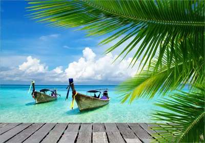 Produktbild von Wallario Poster - Sonnenboot in der Karibik, Kunstdruck Größe: 70 x 100 cm